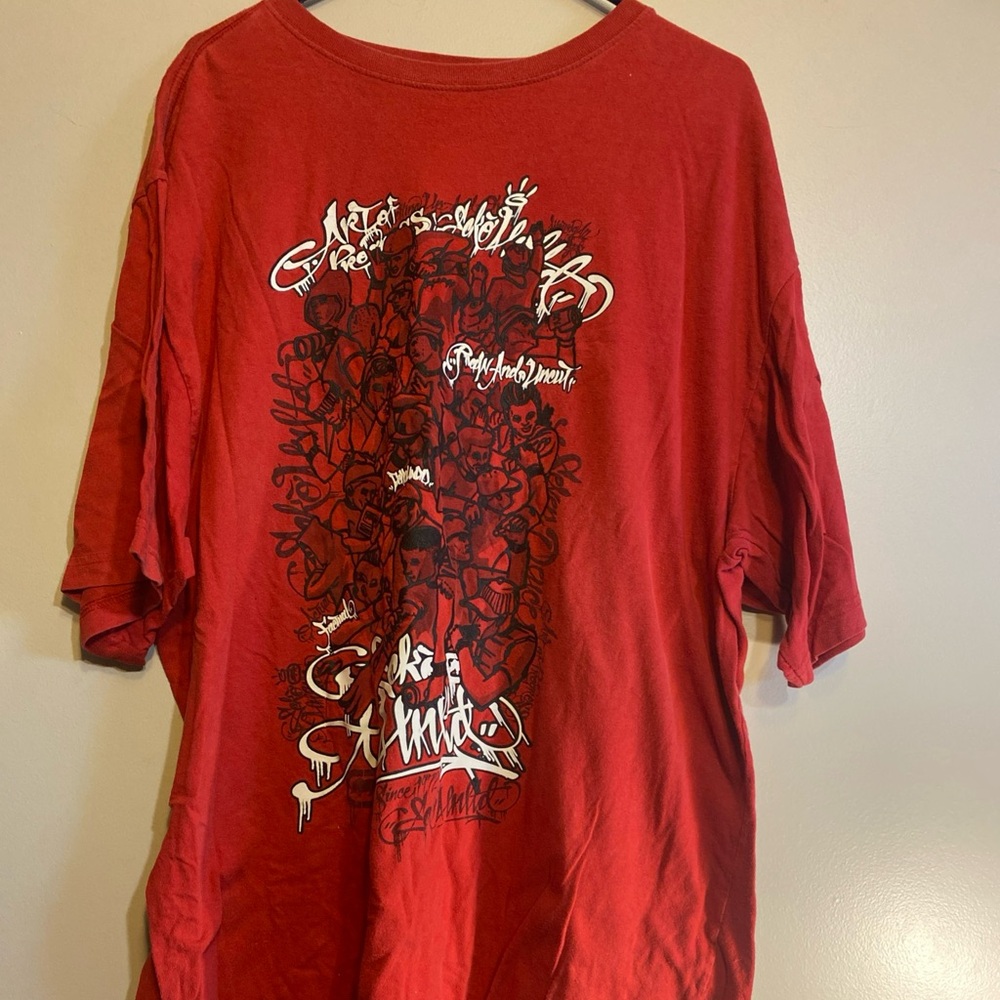 Vintage Y2K Ecko Unlimited‎ 3XT Art Of Progress Raw And Uncut Red Graffiti Tee
